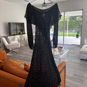 Donna Karan Sheer Black Off the Shoulder Maxi Dress Size 2